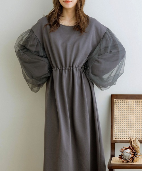 「NOAHL」 長袖ワンピース FREE チャコール レディース_画像3