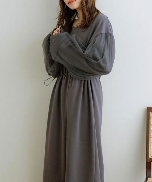 「NOAHL」 長袖ワンピース FREE チャコール レディース_画像4