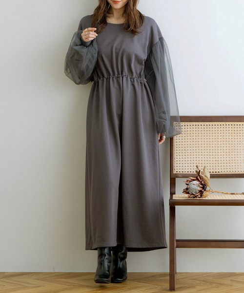 「NOAHL」 長袖ワンピース FREE チャコール レディース_画像8