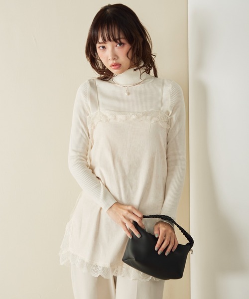 krahe（クレーエ） キャミソール ベロアタッチ レーストリム