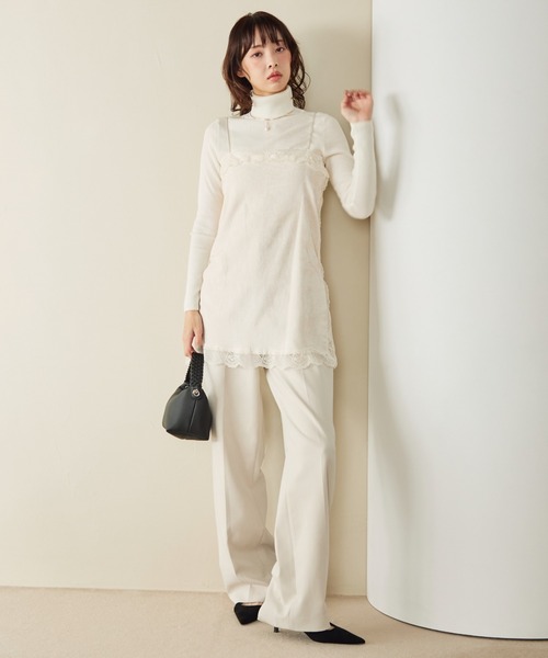 IIROT イロット　新品未使用　ベージュ リブ編み オフショルダーキャミソール krahe（クレーエ） キャミソール ベロアタッチ レーストリム