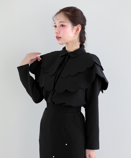 Fit more（フィットモア） ブラウス シャツ ダブルスカラップケープ