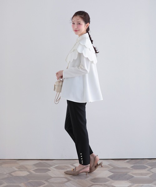 Fit more（フィットモア） ブラウス シャツ ダブルスカラップケープ