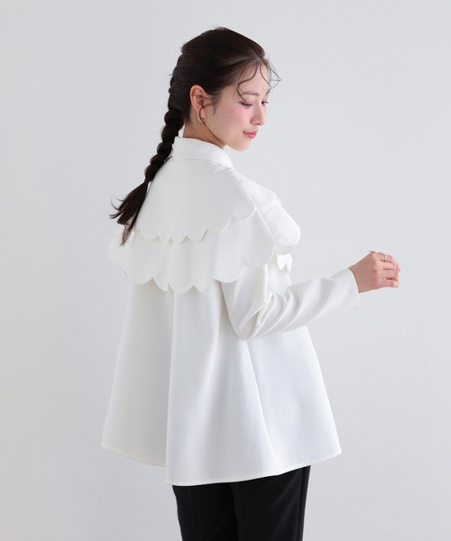 Fit more（フィットモア） ブラウス シャツ ダブルスカラップケープ