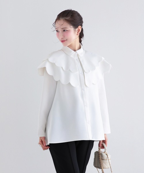 Fit more（フィットモア） ブラウス シャツ ダブルスカラップケープ