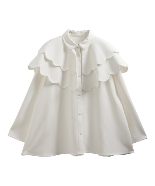 Fit more（フィットモア） ブラウス シャツ ダブルスカラップケープ