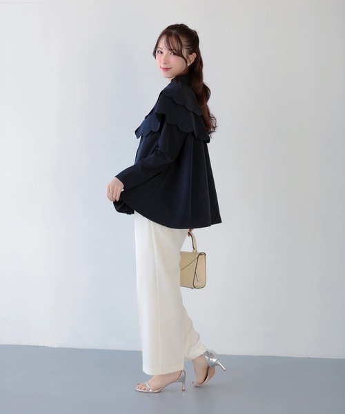 Fit more（フィットモア） ブラウス シャツ ダブルスカラップケープ