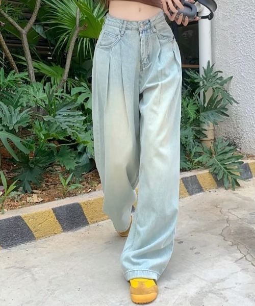 「GEMEDA」 「Achic」デニムパンツ M ライトブルー レディース_画像7