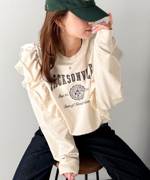 「mily bilet」 長袖カットソー LARGE チャコール レディース_画像5