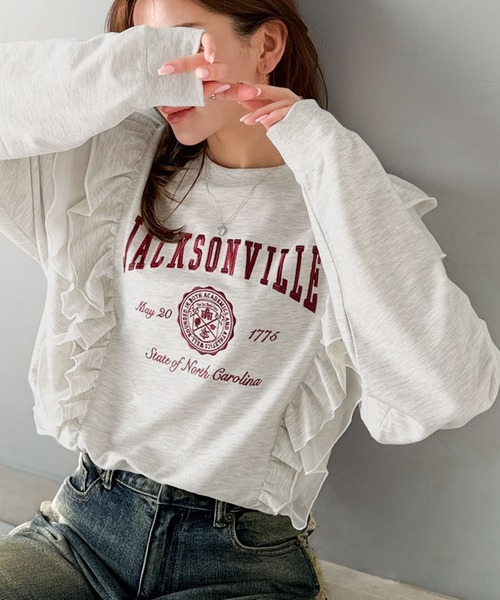 「mily bilet」 長袖カットソー LARGE チャコール レディース_画像6