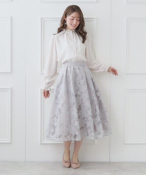 「couture brooch」 長袖ブラウス 42 ライトグレー レディース_画像5