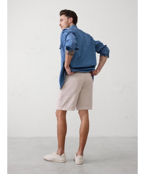 パンツ BANANA REPUBLIC FACTORY STORE　　7インチ リネンブレンド ショートパンツ メンズの画像