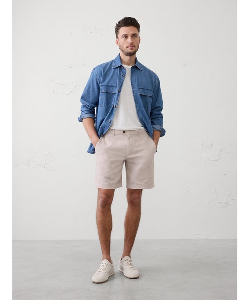 パンツ BANANA REPUBLIC FACTORY STORE　　7インチ リネンブレンド ショートパンツ メンズの画像