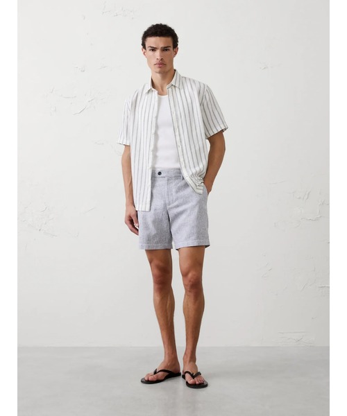 パンツ BANANA REPUBLIC FACTORY STORE　　7インチ リネンブレンド ショートパンツ メンズの画像