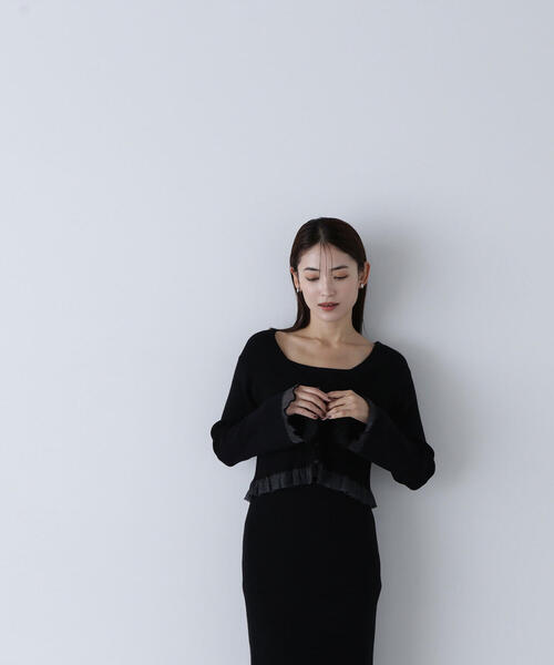 「NATURAL BEAUTY BASIC」 コンビワンピース MEDIUM ブラック レディースの画像