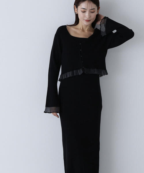 「NATURAL BEAUTY BASIC」 コンビワンピース MEDIUM ブラック レディースの画像