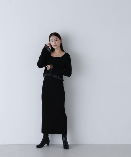 「NATURAL BEAUTY BASIC」 コンビワンピース MEDIUM ブラック レディースの画像
