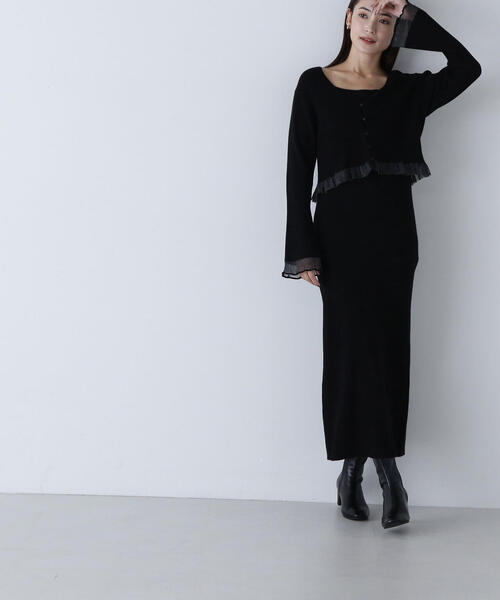 「NATURAL BEAUTY BASIC」 コンビワンピース MEDIUM ブラック レディースの画像