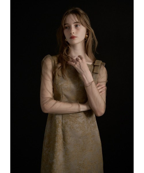 「LE'RURE」 長袖ワンピース SMALL グリーン レディースの画像