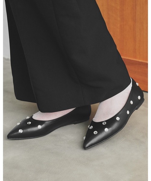ビジュー付きブラックフラットシューズ パンプス ビジュー フラット : ZOZOTOWN Yahoo!店 - 通販 - Yahoo