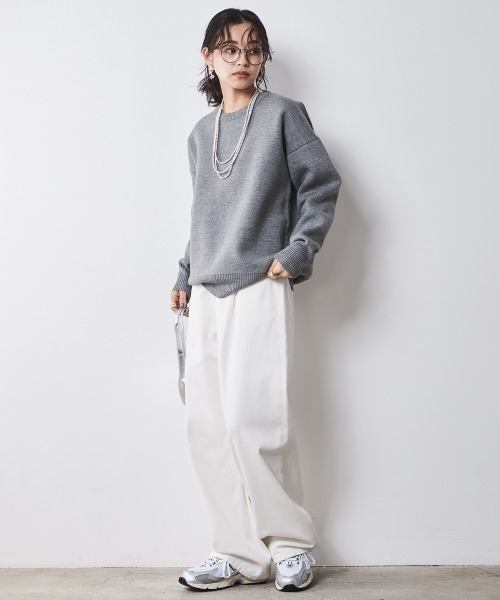 「CHIC STYLE」 長袖ニット L ブラウン レディース_画像3