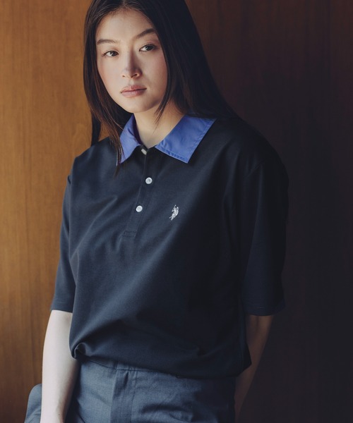 ネイビー ポロシャツ 襟付き U.S. POLO ASSN.（ユーエスポロアッスン） ポロシャツ 半袖 別注 ワン