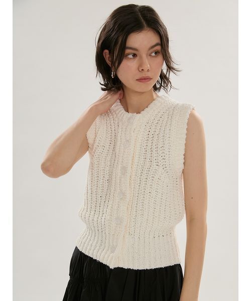 emmi ニット セーター eco フリンジニットベスト レディース