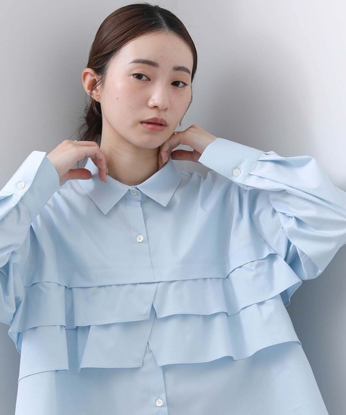 「Gready Brilliant」 「AuieF」長袖シャツ 38 オフホワイト レディース_画像3