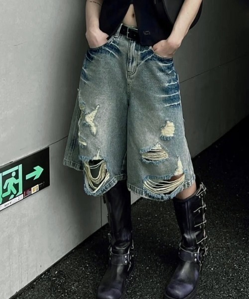 「NANEA」 「fashion jeans」デニムハーフパンツ X-SMALL ブルー レディース_画像2