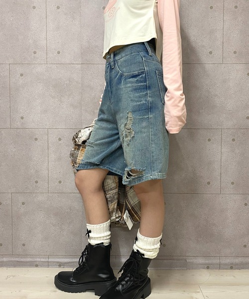 「NANEA」 「fashion jeans」デニムハーフパンツ X-SMALL ブルー レディース_画像9