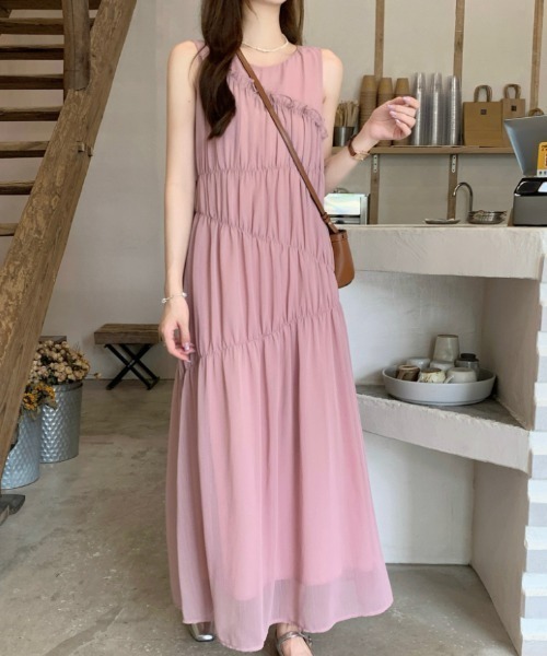 「FAVORITO」 ノースリーブワンピース F ピンク レディース_画像2