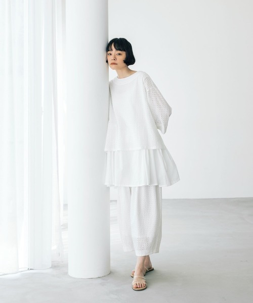 ブラウス シャツ 「natural by clip」カットワークチュニックSET レディースの画像