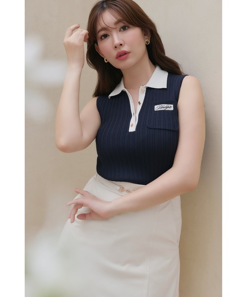 ニット セーター Calina Polo Knit Top レディースの画像