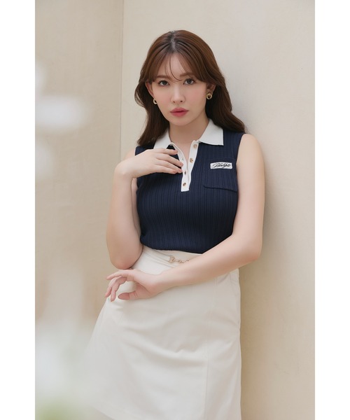 ニット セーター Calina Polo Knit Top レディースの画像