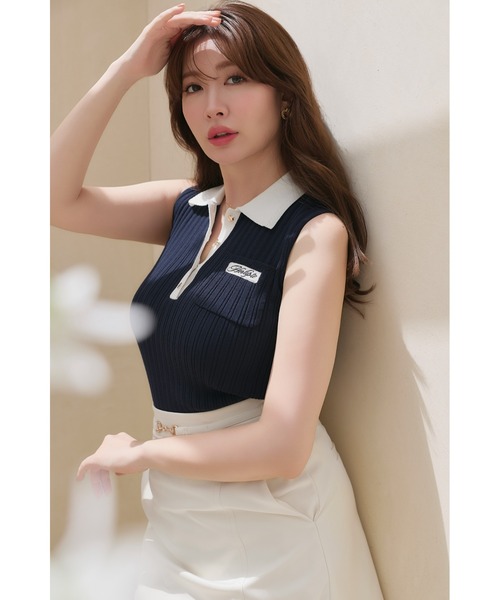 ニット セーター Calina Polo Knit Top レディースの画像