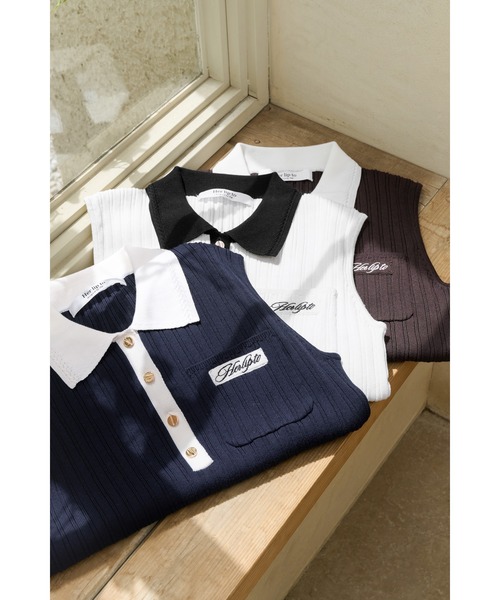 ニット セーター Calina Polo Knit Top レディースの画像