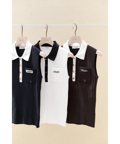 ニット セーター Calina Polo Knit Top レディースの画像