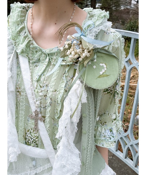 ブローチ スプリンクルポジー刺繍ワッペン レディースの画像