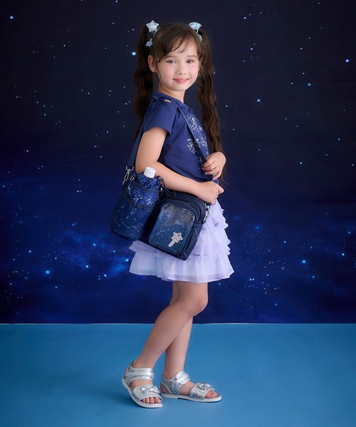 mezzo piano - 肩先 ショルダーバッグ 蓄光プリントペットボトルホルダー付ショルダーバッグ キッズ お子さん うしろ帯