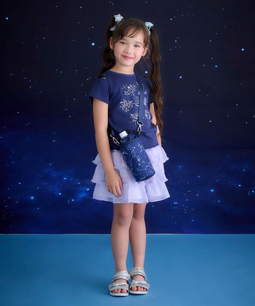 mezzo piano - 肩先 ショルダーバッグ 蓄光プリントペットボトルホルダー付ショルダーバッグ キッズ お子さん うしろ帯