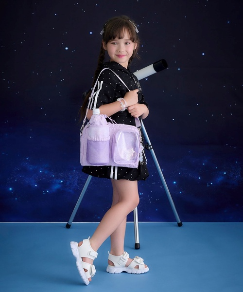 mezzo piano - 肩先 ショルダーバッグ 蓄光プリントペットボトルホルダー付ショルダーバッグ キッズ お子さん うしろ帯