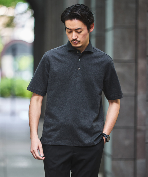 「EDIFICE」 半袖ポロシャツ MEDIUM グレー メンズ_画像4