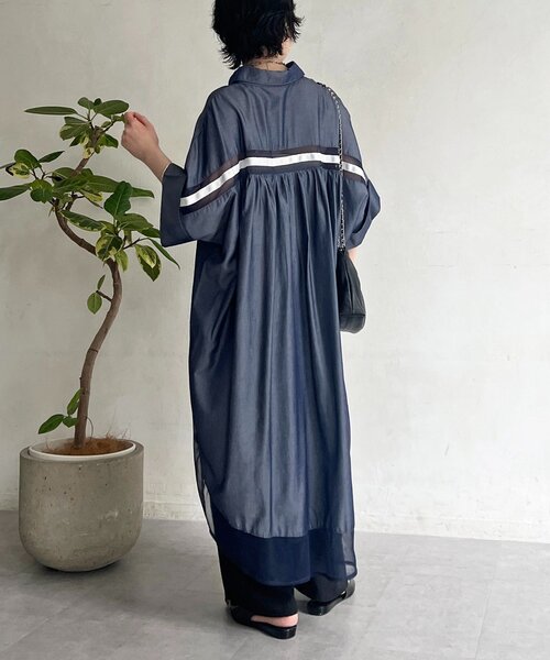 「un dix cors」 「croisiere」シャツワンピース FREE ネイビー レディース_画像5