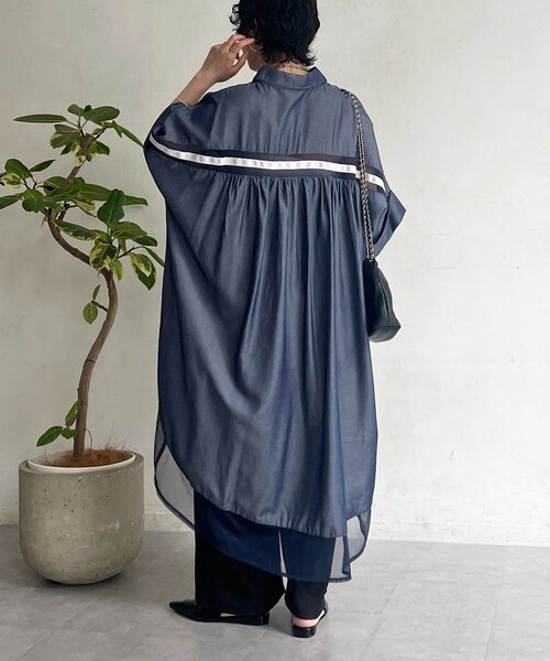 「un dix cors」 「croisiere」シャツワンピース FREE ネイビー レディース_画像6