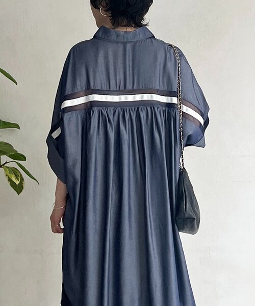 「un dix cors」 「croisiere」シャツワンピース FREE ネイビー レディース_画像8