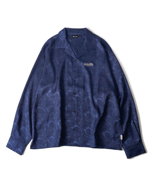 「Subciety」 長袖シャツ LARGE バーガンディー メンズ_画像7
