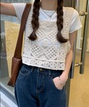 ベスト ジレ ビスチェ クロシェ編み ベスト ...の詳細画像1