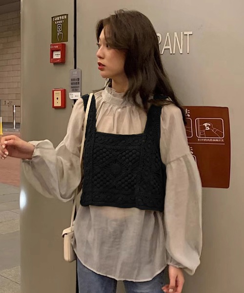 JAMIN PUECH TRICOT ベスト セール】ビスチェ かぎ針 ニットベスト サマーニット ベスト