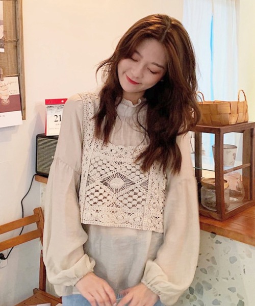 shopnikoniko（ショップにこにこ） ベスト ジレ ビスチェ クロシェ編み