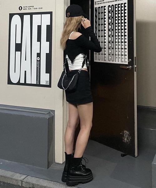 Chick デニムスカート WIDE BELT DENIM MINI SKIRT / ワイド